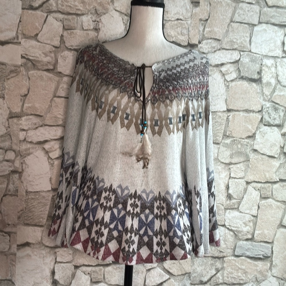 Bohemian Patterned Gray Top